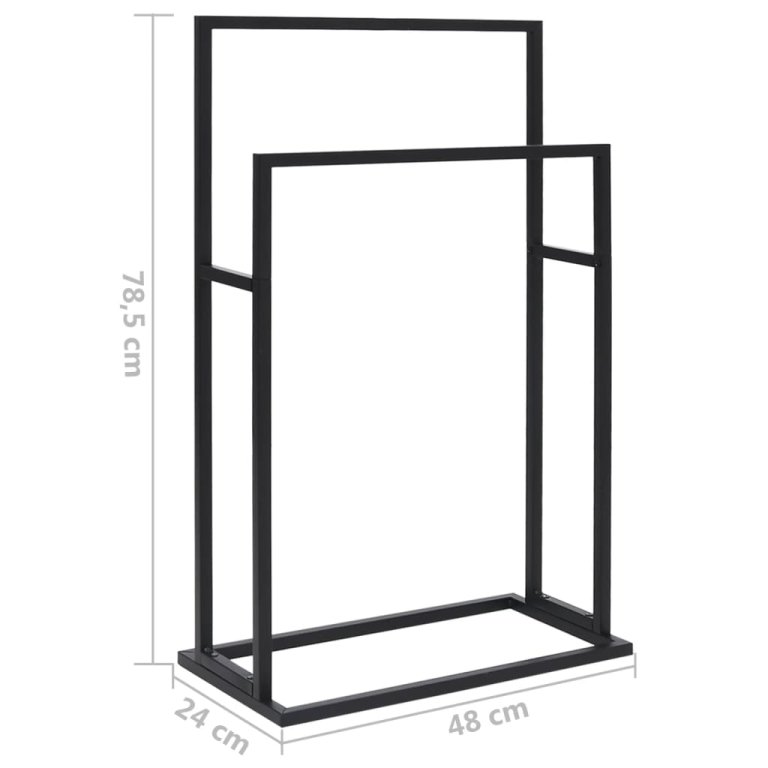 Suport de prosoape autonom, negru, 48x24x78,5 cm, fier