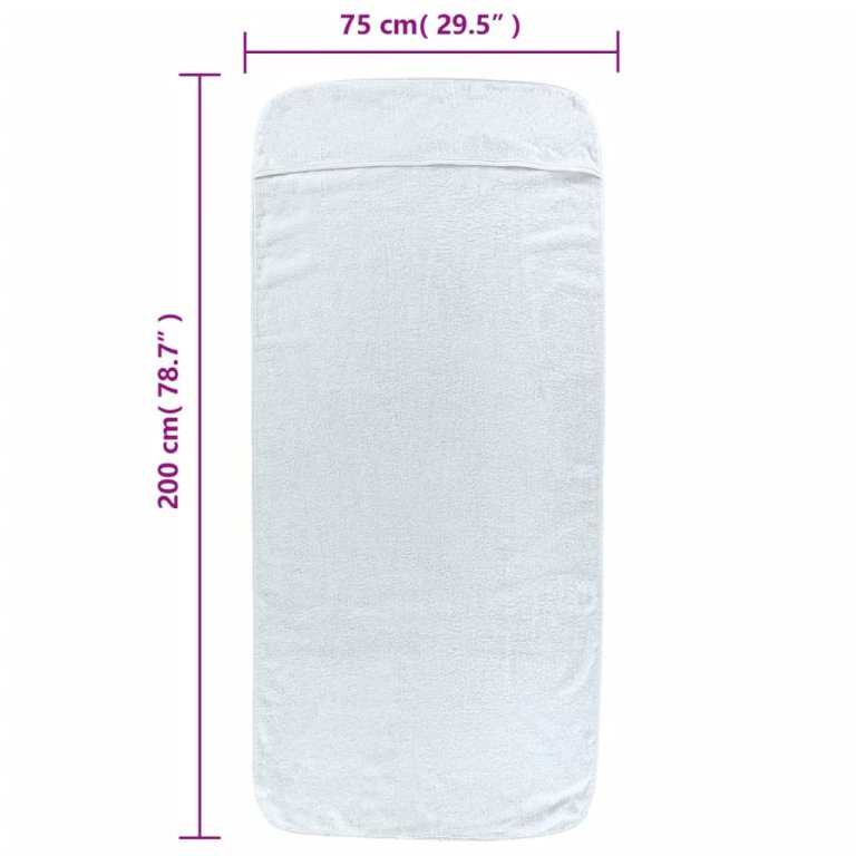 Prosoape de plajă, 2 buc., alb, 75x200 cm, textil 400 GSM