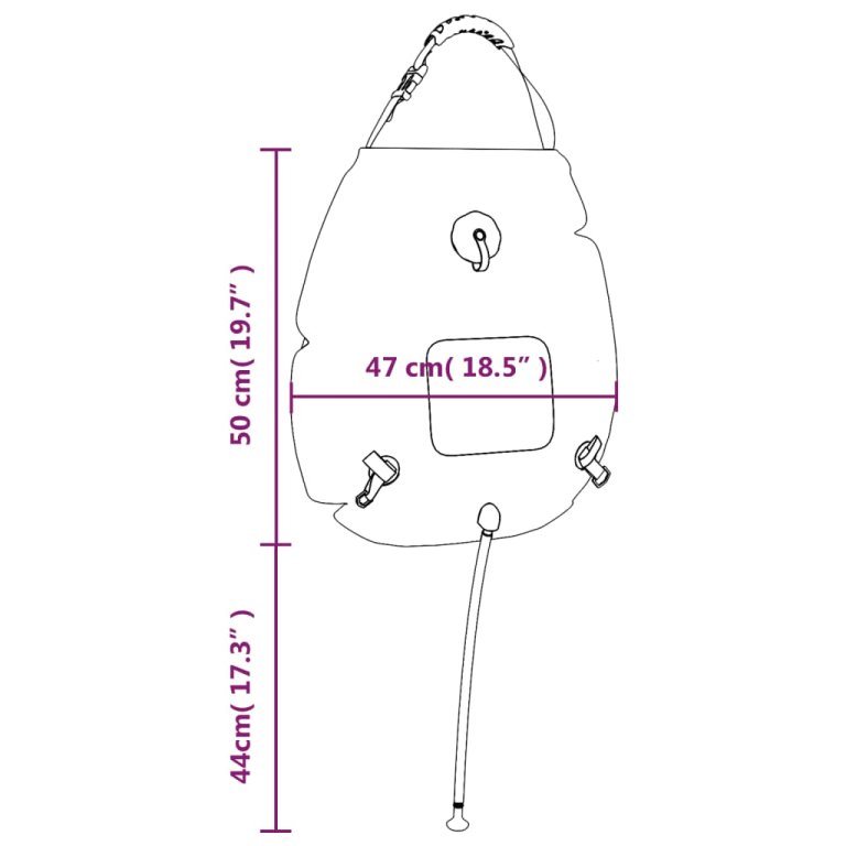 Sac de duș de camping, albastru, 20 L, PVC