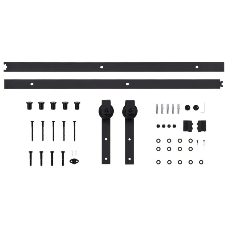 Set feronerie pentru uși glisante SKIEN, negru, 200 cm, oțel