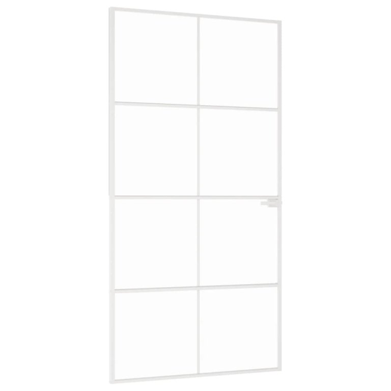 Ușă de interior alb 102x201,5 cm sticlă securiz./aluminiu slim