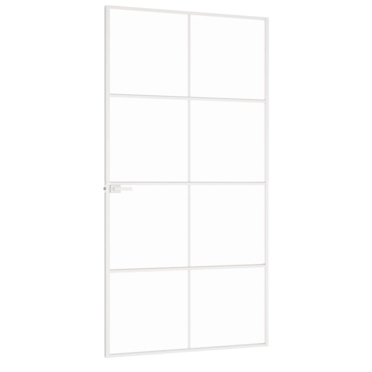 Ușă de interior alb 102x201,5 cm sticlă securiz./aluminiu slim