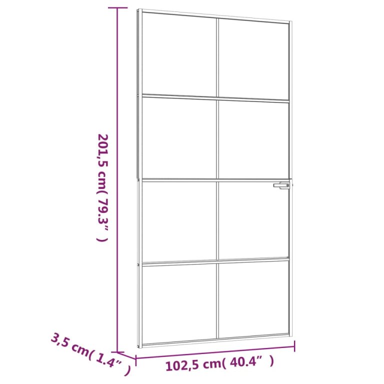 Ușă de interior alb 102x201,5 cm sticlă securiz./aluminiu slim