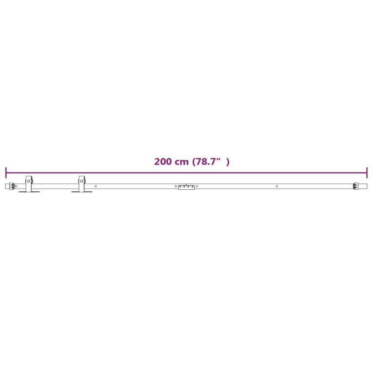 Set glisare mini ușă pentru dulap, alb, oțel carbon, 200 cm