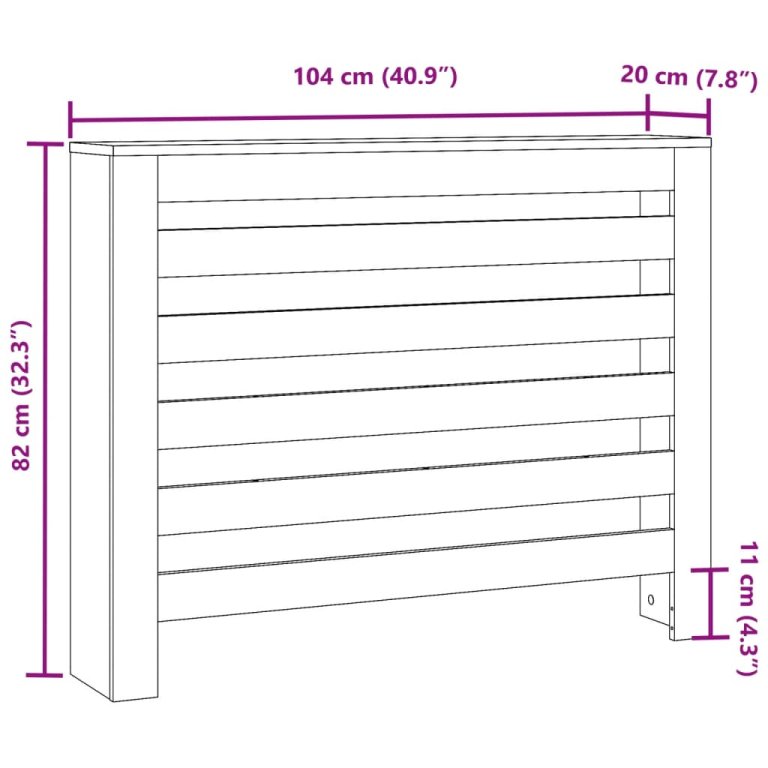 Mască pentru calorifer, alb, 104x20x82 cm, lemn prelucrat