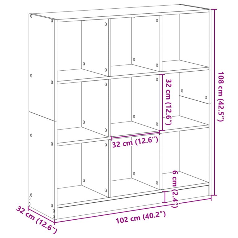 Bibliotecă, alb, 102x32x108 cm, lemn prelucrat