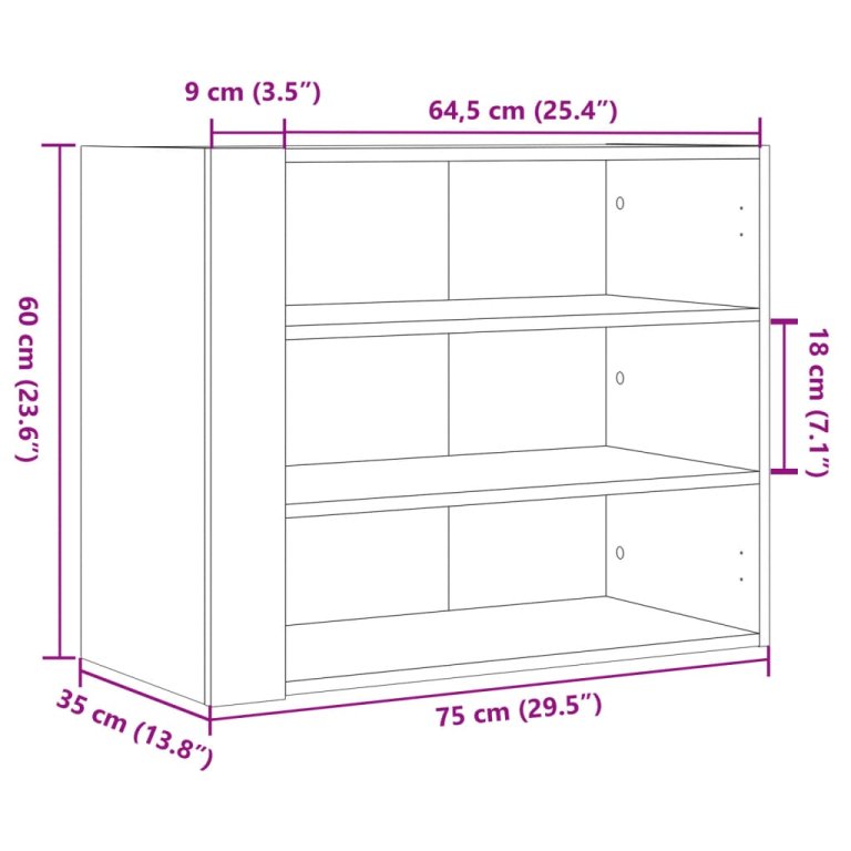 Dulap de perete, stejar sonoma, 75x35x60 cm, lemn prelucrat