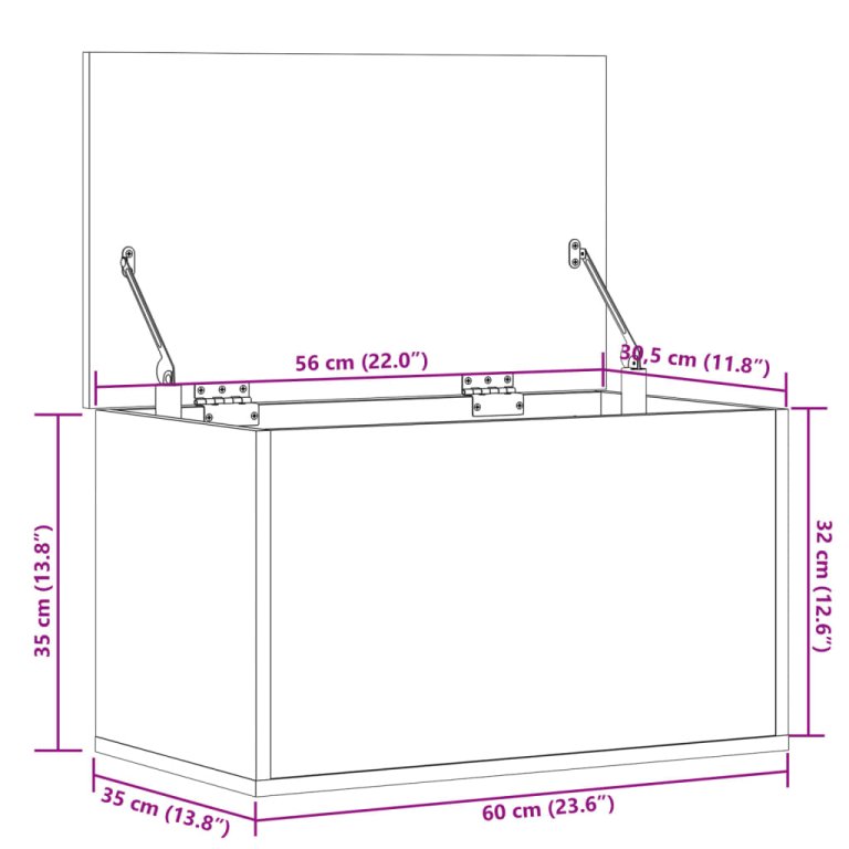 Cutie de depozitare, alb, 60x35x35 cm, lemn prelucrat