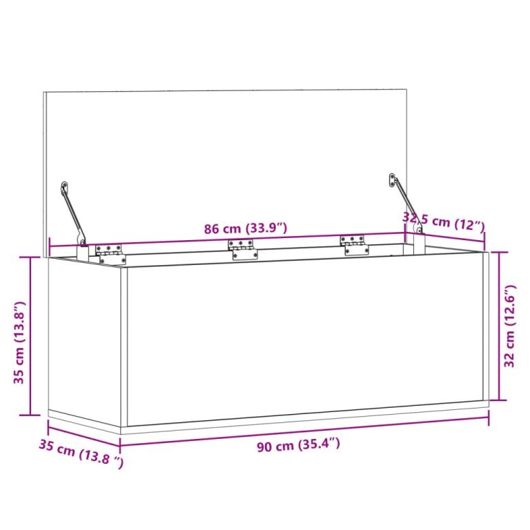 Cutie de depozitare, alb, 90x35x35 cm, lemn prelucrat