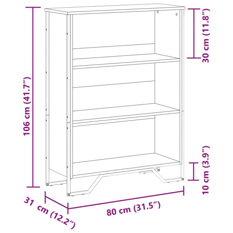 Bibliotecă, stejar sonoma, 80x31x106 cm, lemn prelucrat