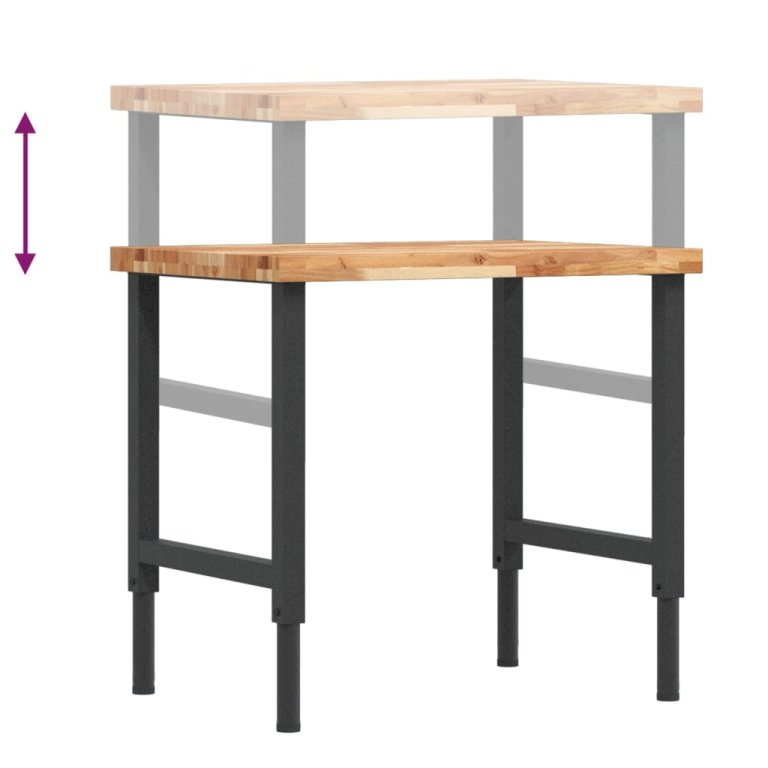 Banc lucru 80x60x(73-99,5) cm lemn masiv acacia dreptunghiular