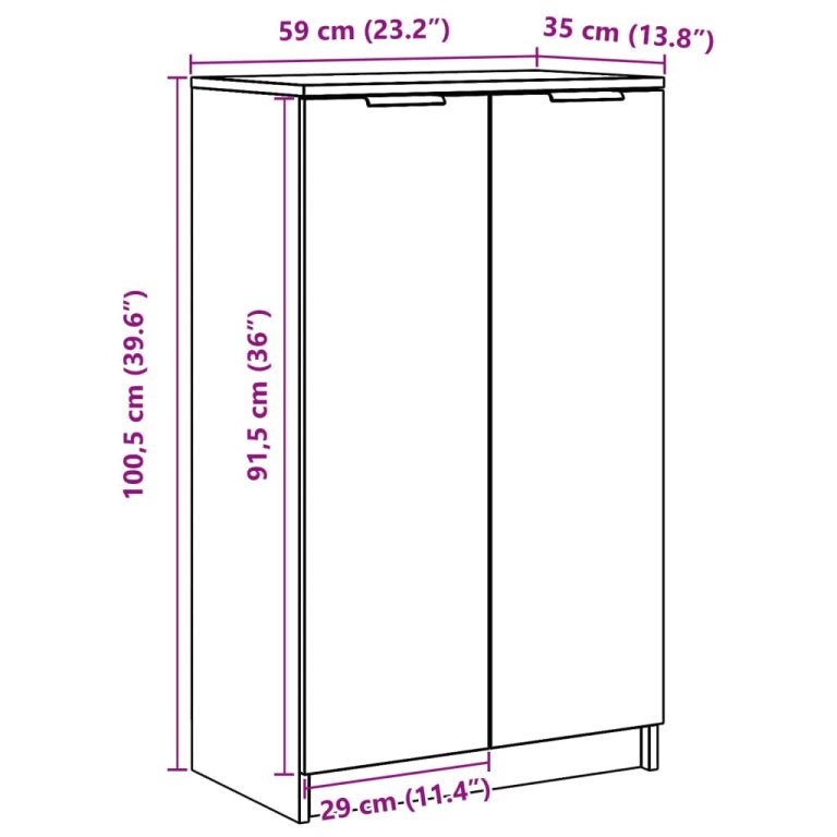 Pantofar, lemn vechi, 59x35x100,5 cm, lemn prelucrat