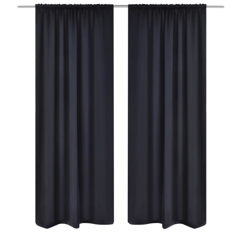 Draperii opace cu rejansă, 2 buc., negru, 135 x 245 cm