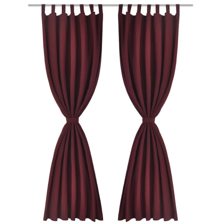 Draperii micro-satin cu bride, 140 x 245 cm, roșu bordo, 2 buc.