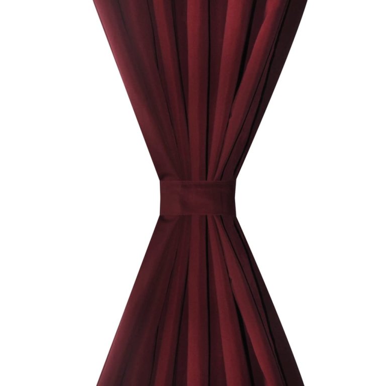 Draperii micro-satin cu bride, 140 x 245 cm, roșu bordo, 2 buc.