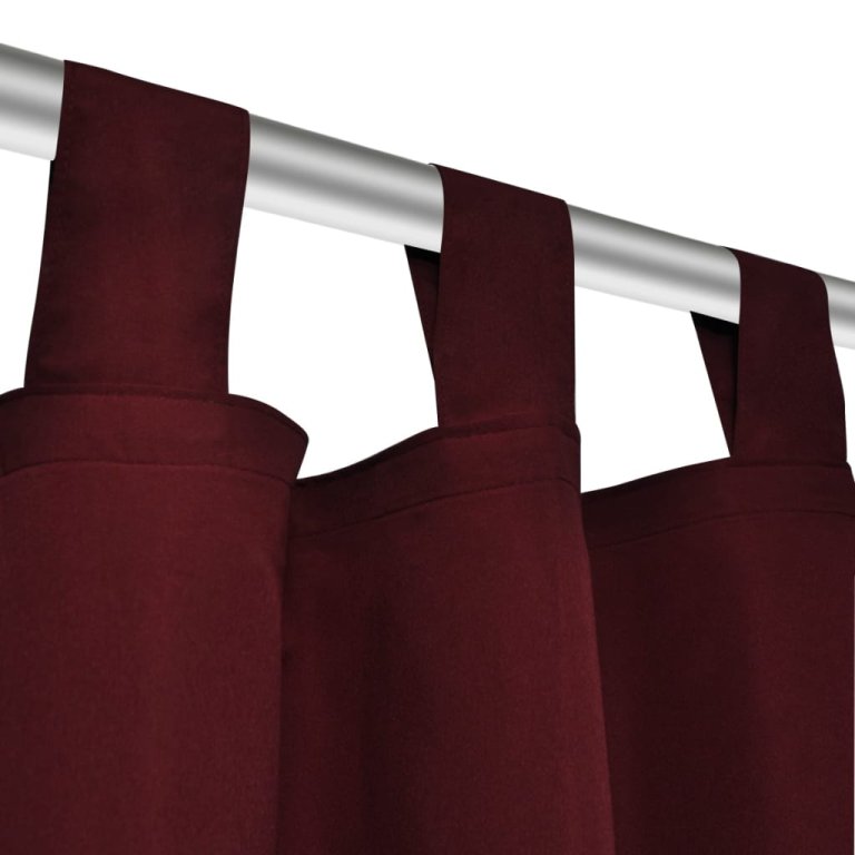 Draperii micro-satin cu bride, 140 x 245 cm, roșu bordo, 2 buc.