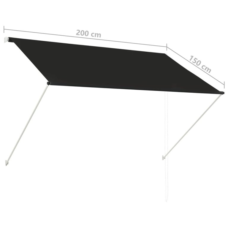 Copertină retractabilă, antracit, 200 x 150 cm