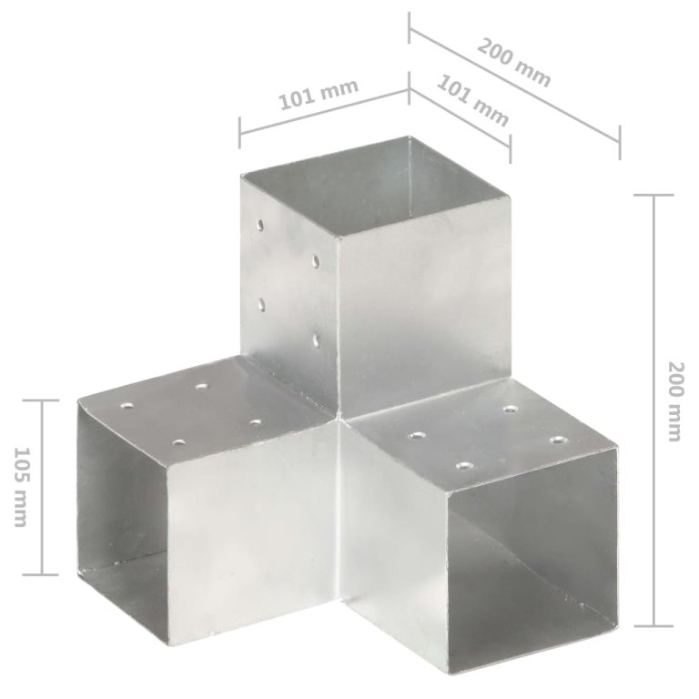 Conectori grindă, formă Y, 4 buc, 101x101 mm, metal galvanizat