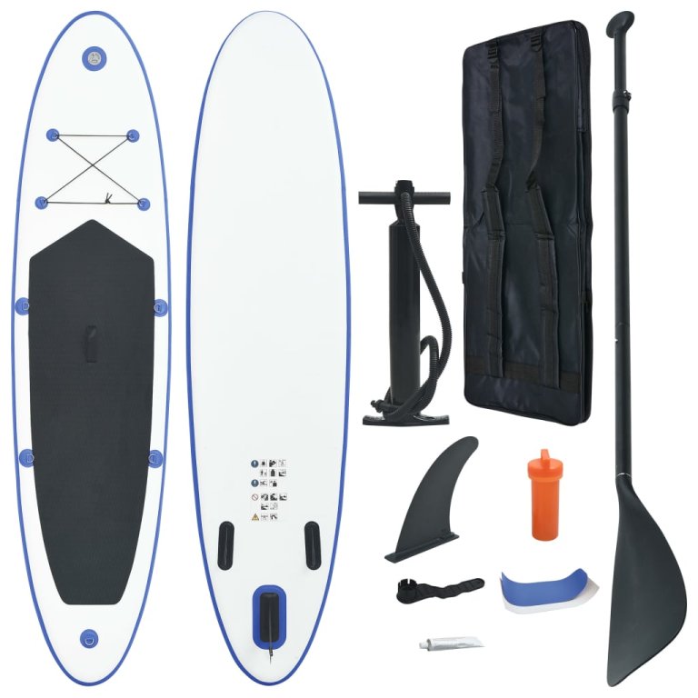 Set placă stand up paddle SUP surf gonflabilă, albastru și alb