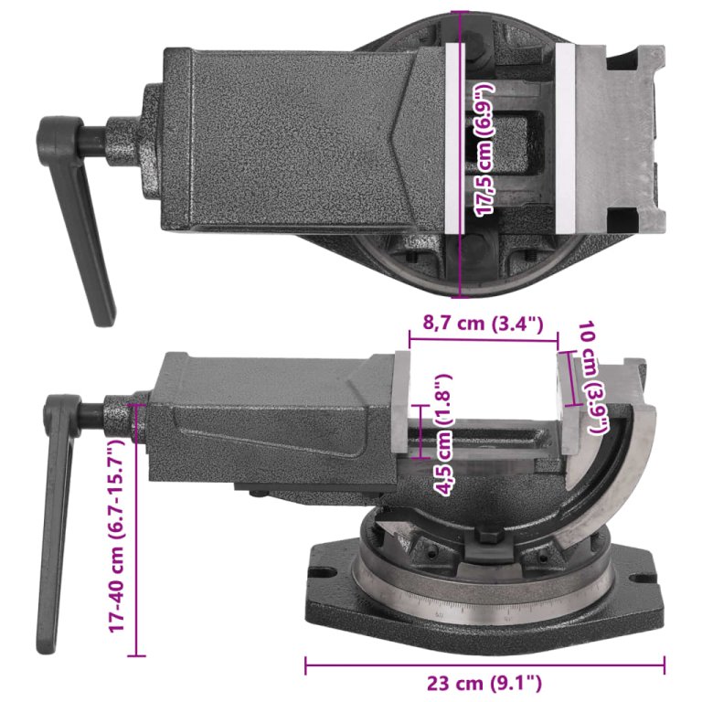 Menghină cu înclinare, cu 2 axe, 100 mm