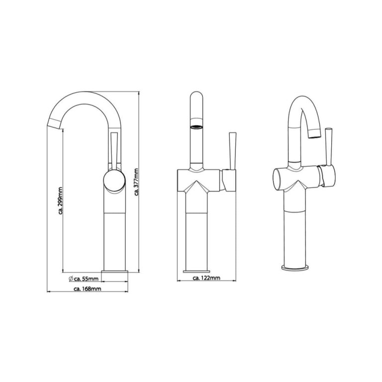 SCHÜTTE Baterie mixer înaltă pentru chiuvetă CORNWALL, crom, 168 mm