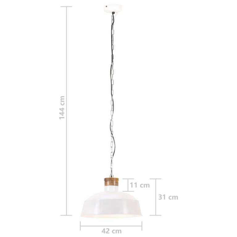 Lampă suspendată industrială, alb, 42 cm, E27