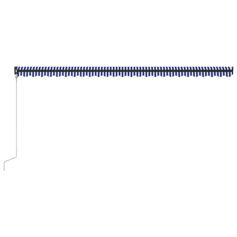 Copertină retractabilă automată, albastru și alb, 600x300 cm