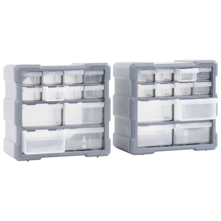 Organizatoare cu 12 sertare, 2 buc., 26,5 x 16 x 26 cm