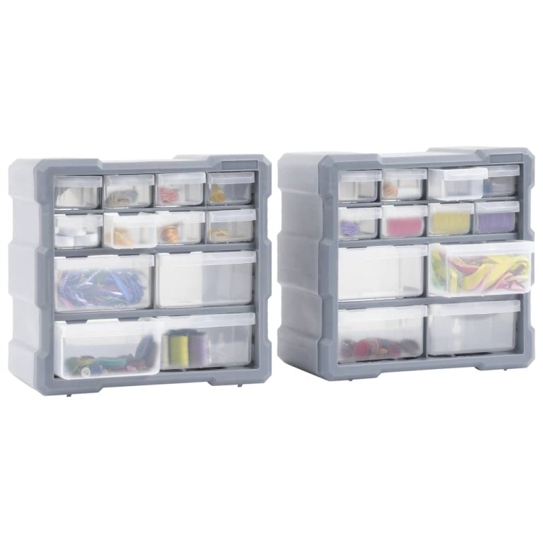 Organizatoare cu 12 sertare, 2 buc., 26,5 x 16 x 26 cm