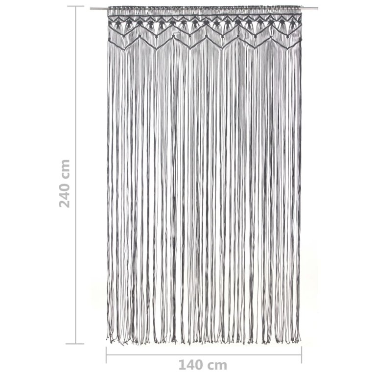 Perdea macrame, antracit, 140 x 240 cm, bumbac