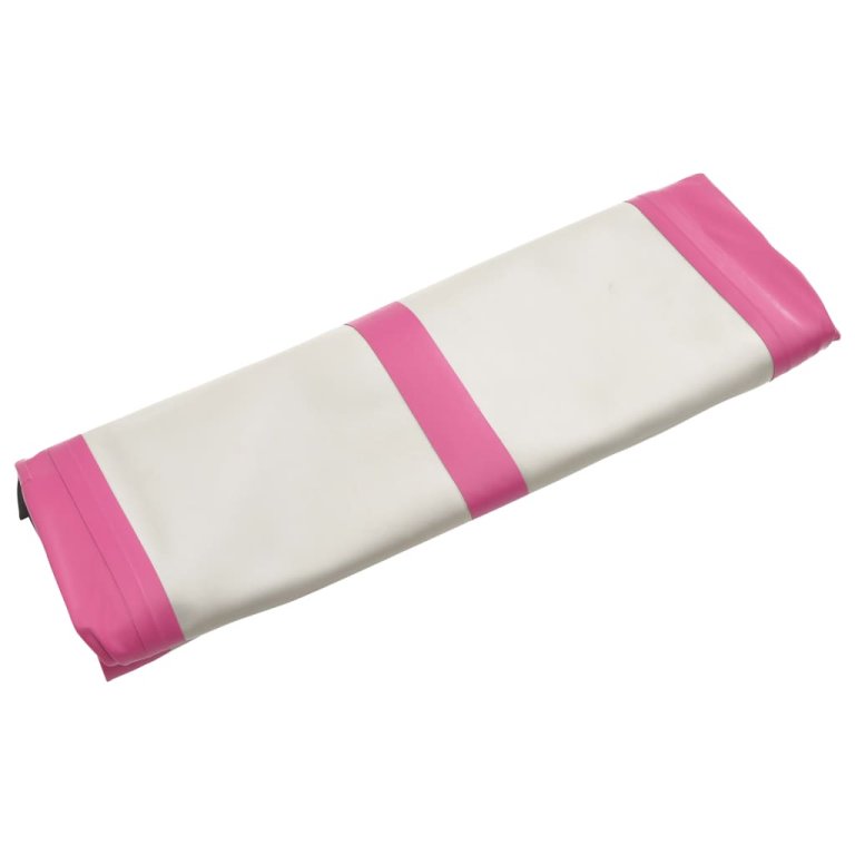 Saltea gimnastică gonflabilă cu pompă roz 400x100x15 cm PVC