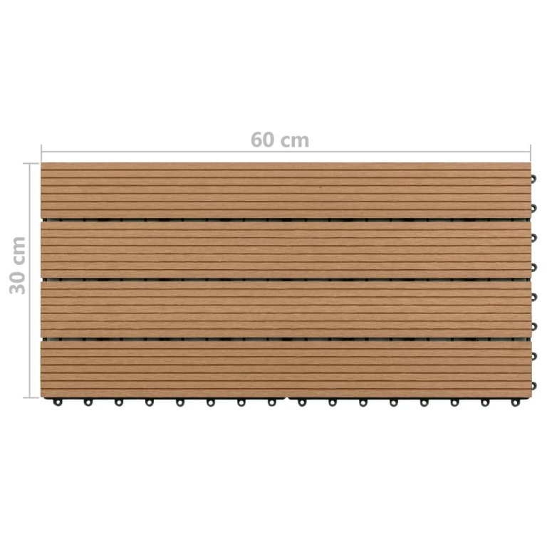 Plăci de pardoseală, 6 buc., maro, 60x30 cm, WPC, 1,08 m²