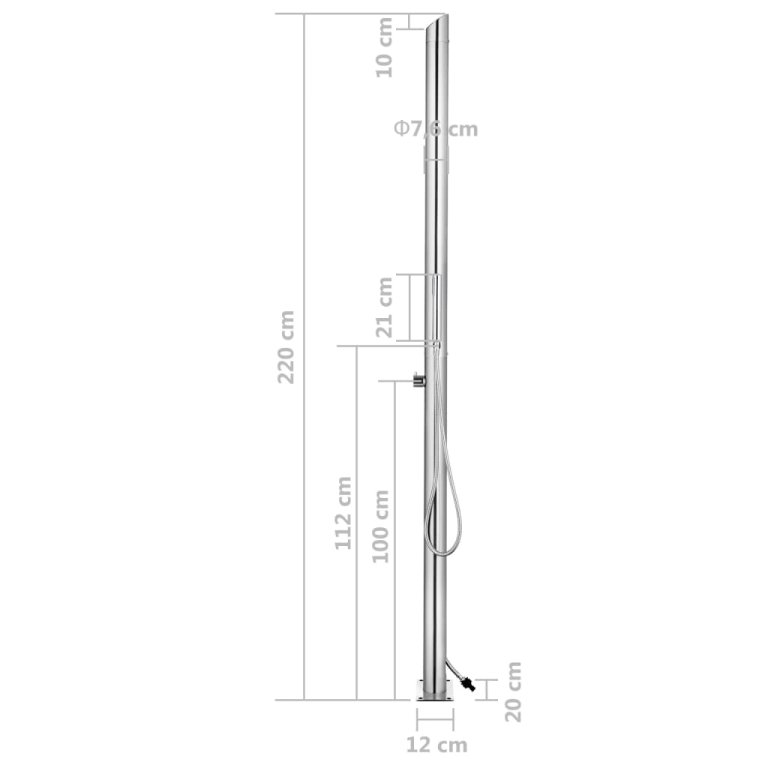 Duș pentru grădină, 220 cm, oțel inoxidabil