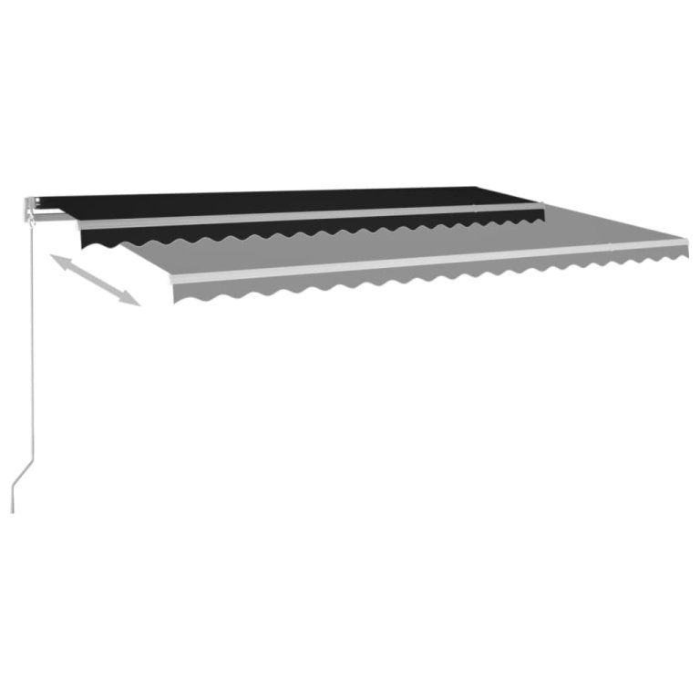 Copertină retractabilă manual cu LED, antracit, 500x350 cm