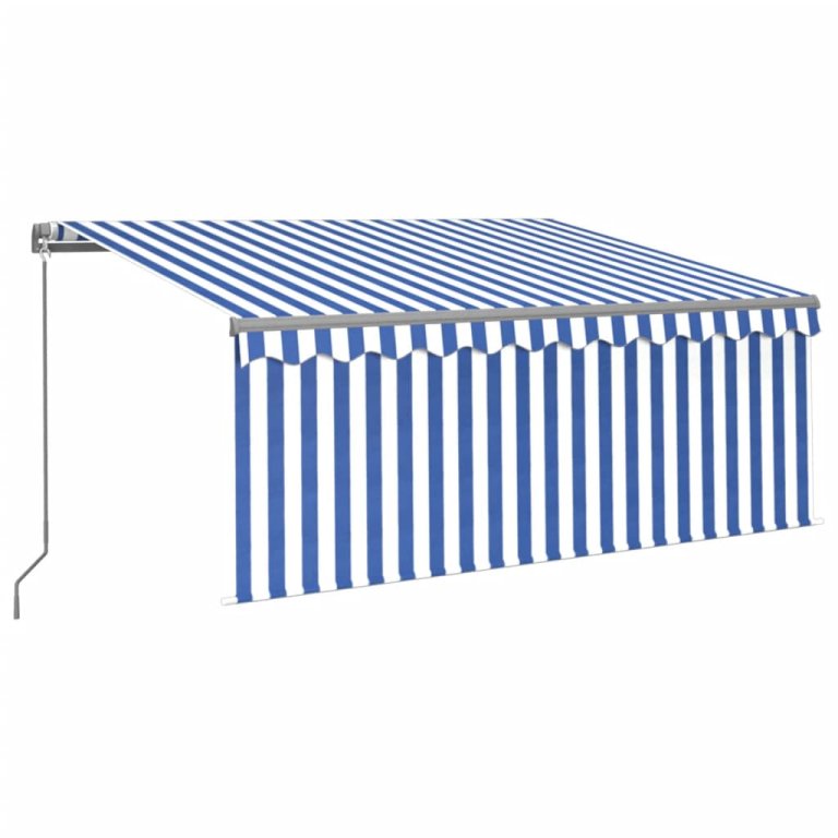 Copertină retractabilă manual cu stor&LED albastru&alb, 3x2,5 m