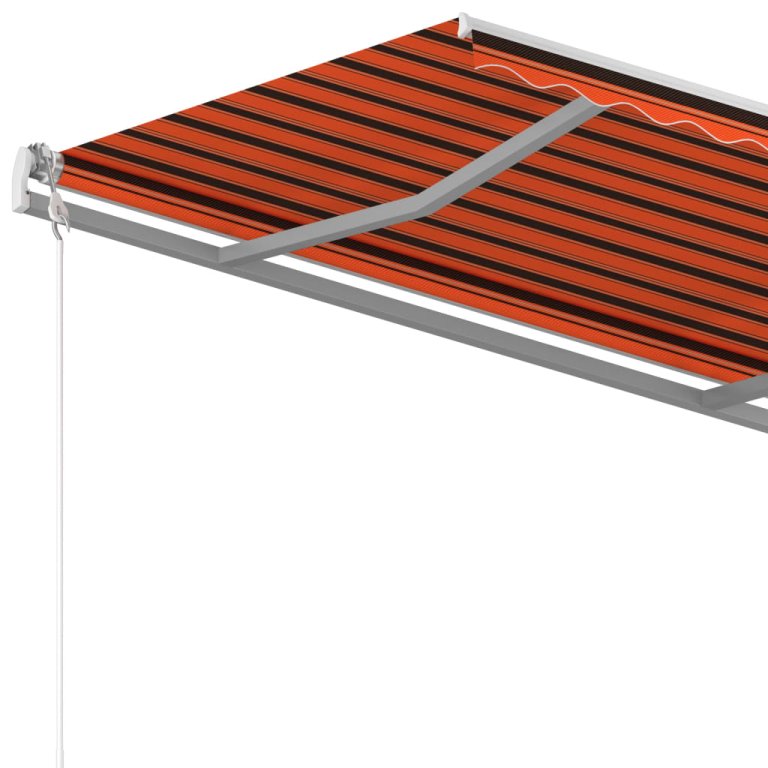 Copertină retractabilă manual cu stâlpi portocaliu/maro 3x2,5 m