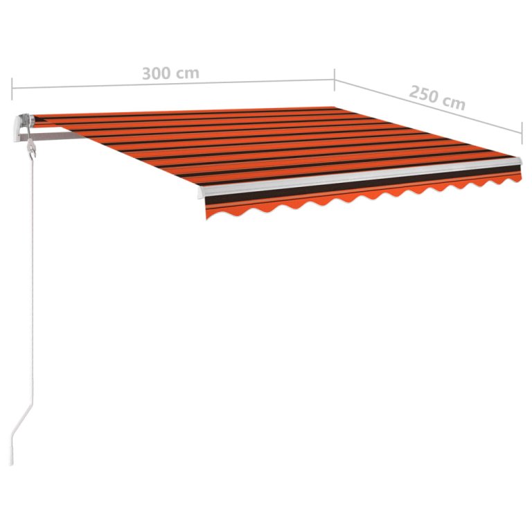 Copertină retractabilă manual cu stâlpi portocaliu/maro 3x2,5 m