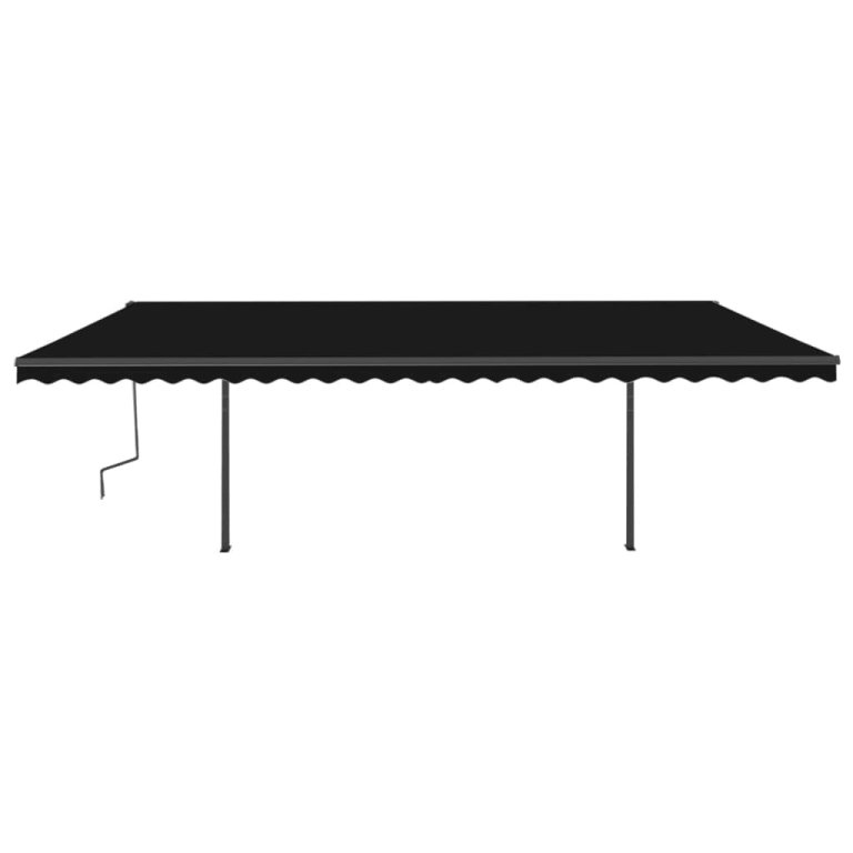 Copertină retractabilă manual cu stâlpi, antracit, 6x3,5 m