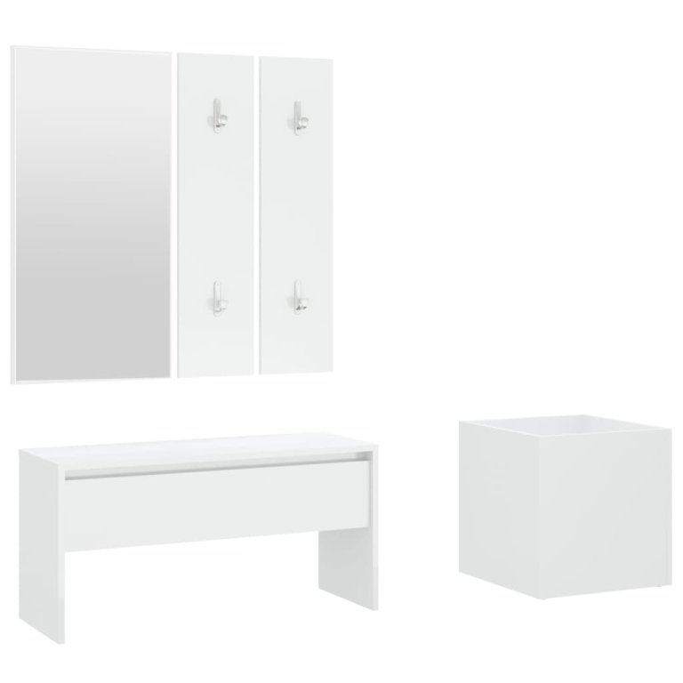 Set de mobilier pentru hol, alb, lemn prelucrat