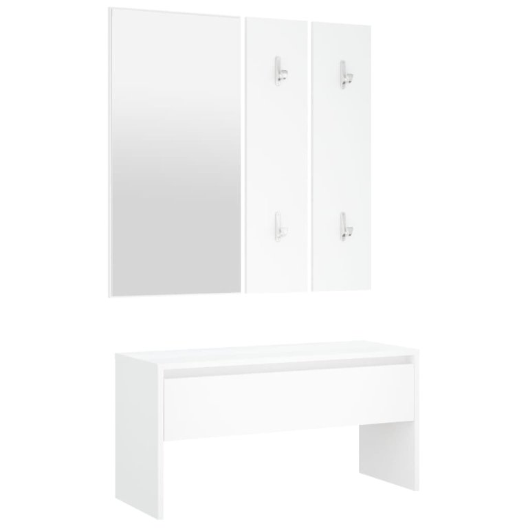 Set de mobilier pentru hol, alb, lemn prelucrat