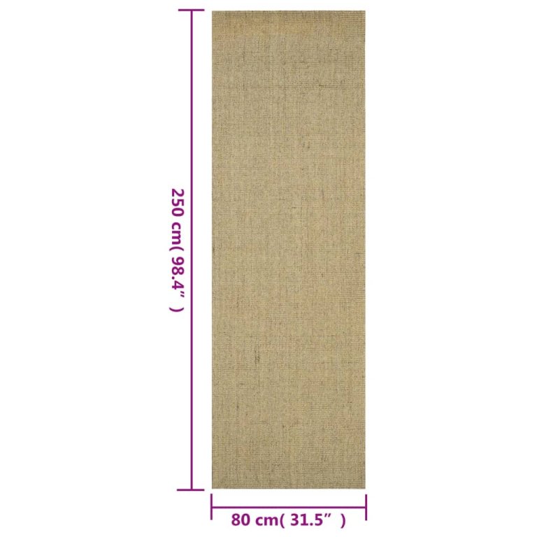 Covor din sisal natural, verde, 80x250 cm