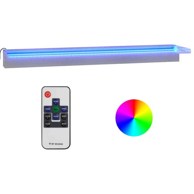 Deversor de cascadă cu LED-uri RGB, 90 cm, oțel inoxidabil