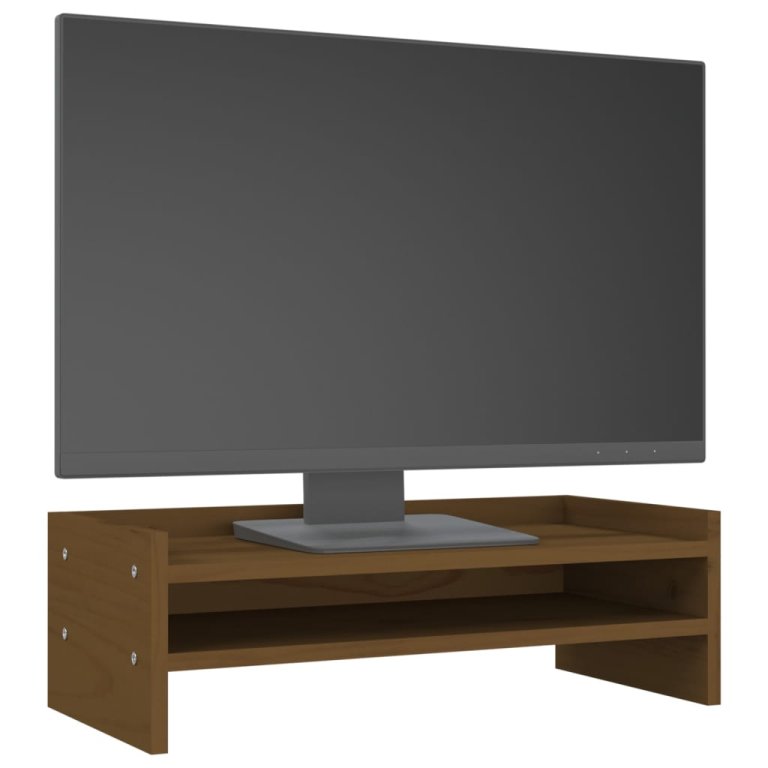 Suport pentru monitor, maro miere, 50x24x16 cm, lemn masiv pin