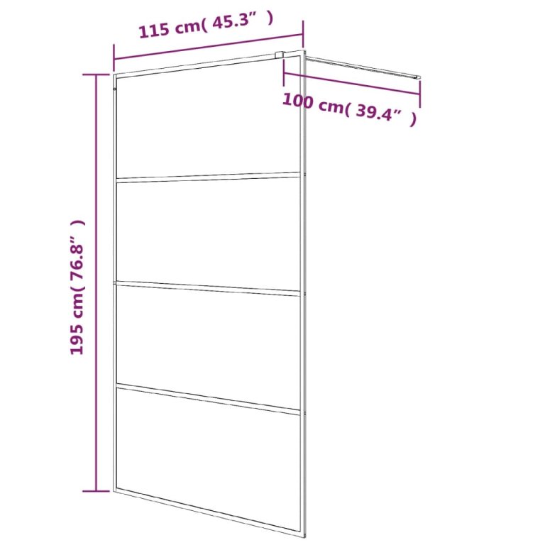 Paravan duș walk-in, alb, 115x195 cm, sticlă ESG transparentă