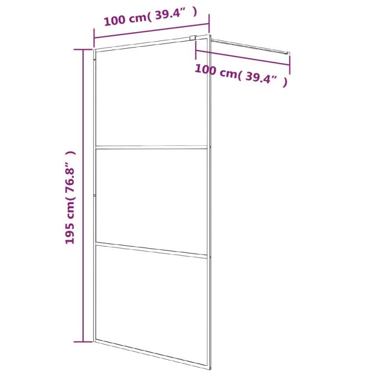 Paravan duș walk-in, alb, 100x195 cm, sticlă ESG transparentă