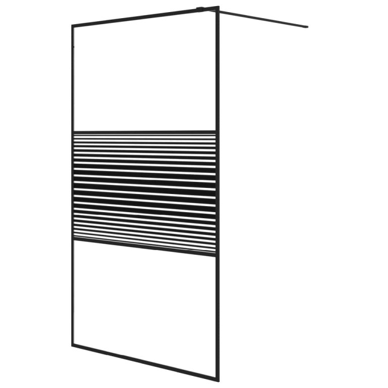 Paravan de duș walk-in negru 115x195 cm sticlă ESG transparentă