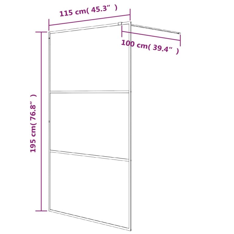 Paravan de duș walk-in negru 115x195 cm sticlă ESG transparentă