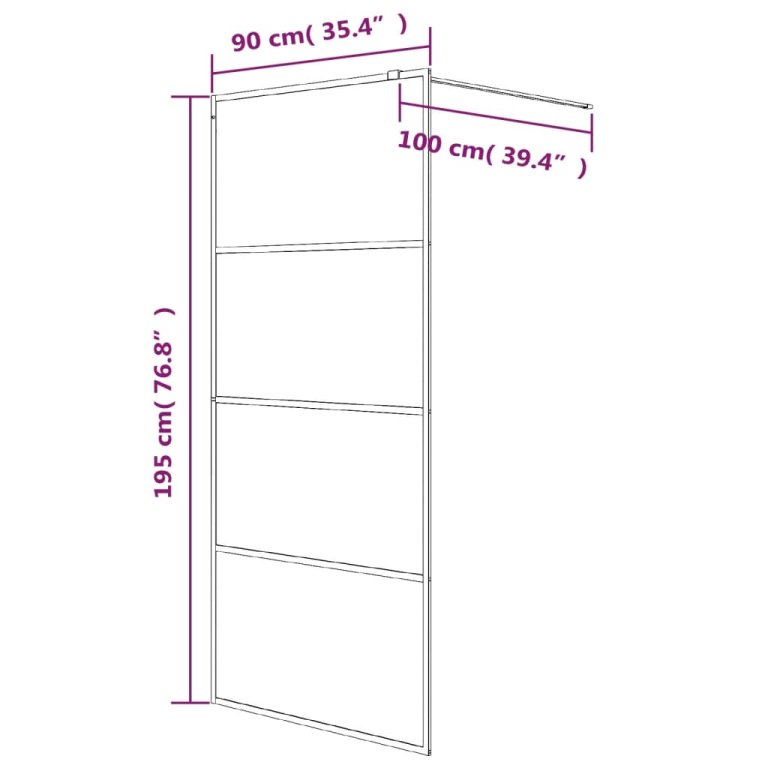 Paravan duș walk-in, alb, 90x195 cm, sticlă ESG transparentă