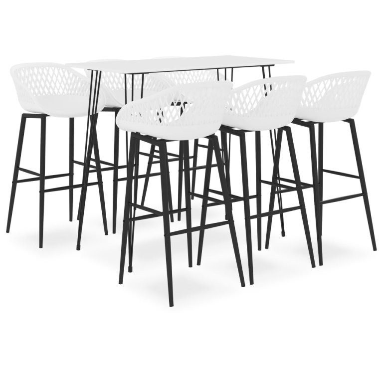 Set mobilier de bar, 7 piese, alb