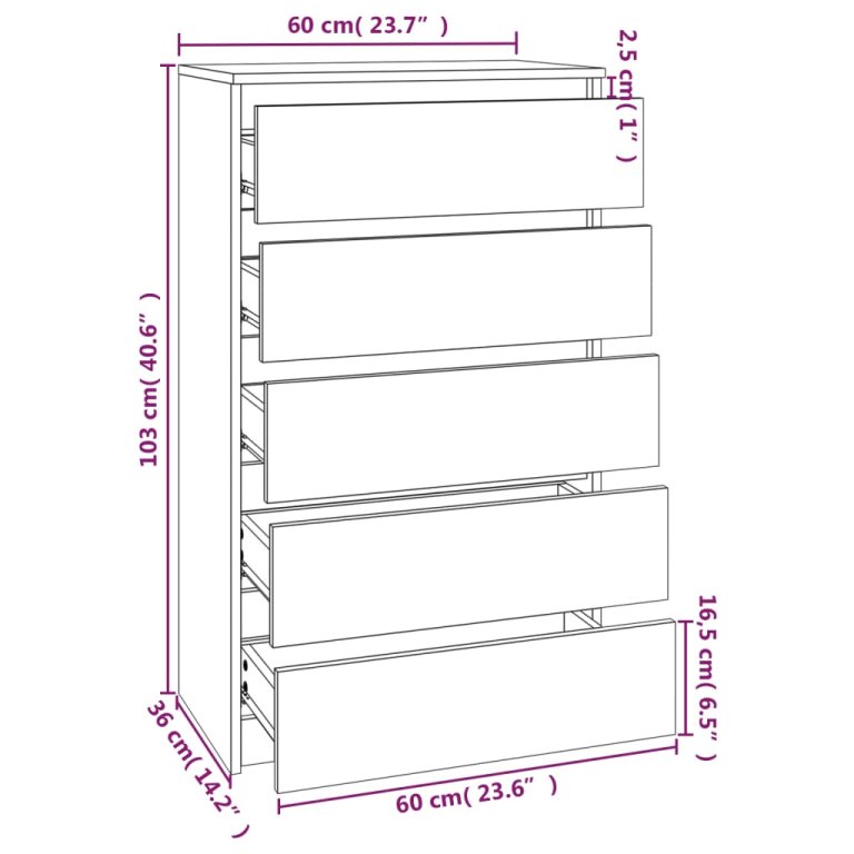 Dulap cu sertar, alb extralucios, 60x36x103 cm, lemn prelucrat